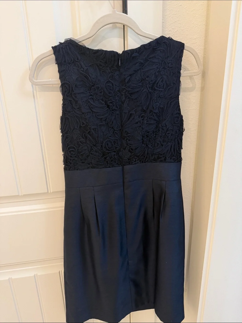 Tahari ASL Navy Sleeveless Floral Applique Dress - Picture 5 of 5